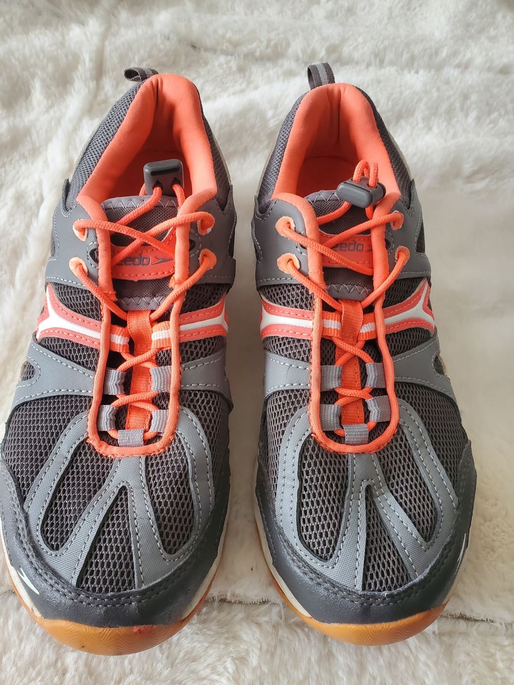 Speedo Gray and Coral Athletic Slip-On Sneaker